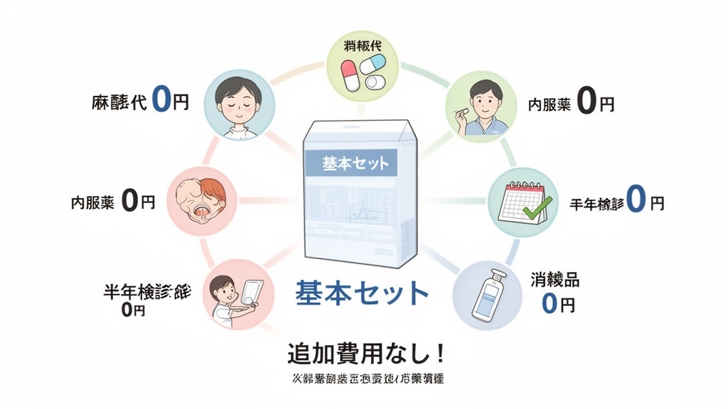 麻酔代や内服薬が全て無料の「基本セット」解説図